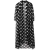 Kvinnors stickor 2023 Koreansk sommar elegant jacka Long Cardigan Coats Female Polka Dot Sunscreen Coat Chaqueta Mujer Women Beach Chiffon