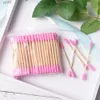 Cotton Swab 100PCS Double Head Ended Clean Cotton Buds Cosmetic Cotton Swab Stick Ear Clean Tools For Children Adult Pink GreenL231116