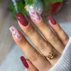 Faux Nails Christmas Faux Nail Snowflake Match Red Tions de couverture complète portable Presse sur les cadeaux NailMerry pour femmes Lady