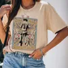 Kadın Tişörtleri Vahşi Batı Kovboy Kulübü Hippi Boho Grafik Tees Kadın Vintage Western Rodeo T-Shirt Cowgirl Kısa Kollu Tshirt Retro Top