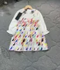 Robe de soirée de styliste pour filles, robe de princesse de transport, taille 90 à 140, lettres colorées imprimées, jupe à revers pour bébé, robe pour enfants, nouvelle collection Nov15