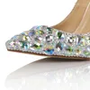 Dress Shoes 20230647 Fashion High-heeled Pumps Women Dazzling Colored Diamonds Wedding Thin-heeled Pointed Sexy Walking