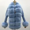 Women's Sweaters Winter Women Korea Short Warm Wool Knitted Real Fur Trim Cardigan Sweater MJFS04 231115