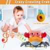 Electric/RC Animals Baby Toy Walking Crab Toy Induction Escape Crab Octopus Crawling Crab Toy with Music Light Up Drop 230414