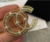 Simple double letter brooch Name brand luxury designer geometric brooch Female Crystal Rhindiamone suit pin Fashion jewelry Decorative accessories