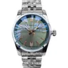 女性の時計ミントグリーンダイヤルメタルオールスチールストラップ女性ウォッチクォーツムーブメント36mmギフト腕時計