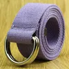 Belts Plus Size 110-160cm Length Canvas Belt For Men Women Metal Double Ring Buckle Fashion Candy Colors Street Style Waistband