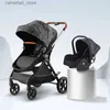 Barnvagnar# 2023 Ny lyxig babyvagn 3in1/2in1 multifunktionell baby barnvagn hög landskap baby vagn vikbar barnvagn baby puchair q231116