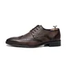 Brogue Formal Dress Leather Fashion Men Men Flats Обувь искренняя ретро.