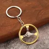 Keychains Selling Sports Racing Mixed Color Personality Steering Wheel Modified Car Keychain Creative Model Metal Charm Key Ring 2023