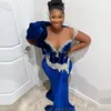 Sparkly Sexy Royal Blue Prom Dress 2023 Illusion Beads Crystal Sewwtheart Tulle formella födelsedagsfestklänningar Robe de Bal