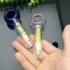 Pipe à fumer Mini narguilé bangs en verre Forme de métal coloré Pipe à étiquette courte