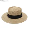 Wide Brim Hats Bucket Hats GEMVIE New Summer Str Hat Fashion Spring Wide Brim Paper Summer Hat for Women Str Hat Panama Cap Sun Hat for Women YQ231116