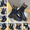 Winter Elegant Women Domino Ankle Boot Calf Leather Black Round Toe Biker Boots Party Dress Lady Brand Walking Elegant Booties EU35-40 With Box