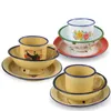 Стаканы Набор из трех предметов Ностальгическая посуда Эмалированные ретро миски и чашки