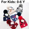 0-6 anni Cappelli invernali caldi per bambini Designer Beanie Cappello a secchiello Imitazione Cashmere Cappello lavorato a maglia Cappelli a cuffia per bambini Strisce verticali Berretti con teschio Lettere Cappello aderente