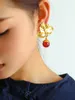 Kolye Kolyeler Pirinç Vintage Beyaz Kırmızı Kristal Çiçek Küpe Kadın Mücevher Punk Tasarımcı Nadir Simply Gown Boho Japonya Koreli