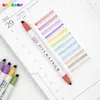 Highlighters 12 Retro Pastel Highlighters Double Head Soft Color Milk Liner Fluorescent Marker Pens for Office School Stationery Supplies 231116