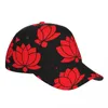 CAŁY BALL SKUILLES CAP UNISEX Regulowane dla dorosłych Baseball Red Botanical Lotus Flower Hip Hap Hat