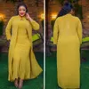 Plus Size Kleider 2023 Afrikanische Hochzeitsfeier für Frauen Frühling Herbst Langarm Rot Schwarz Blau Weiß Kleid Anzug Muslim Abaya 231116