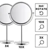 Miroirs Miroir de maquillage grossissant double face 26,6 cm de diamètre 3 x rotation de 360 degrés portable bon pour table