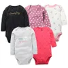 Rompers född baby bodysuit långärmad tjej jumpsuit unisex 5pack bomullskläder tecknad 231115