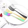 Dinnerware Sets Western Gold 6Pcs Service Spoon Stainless Steel Tableware Serving Fork Shovel Colander Kitchen Utensils Cutlery Set