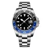 Rolaxs Masculino/feminino Gmtwatch Relógios Automático Mecânico 40mm Aço Inoxidável Azul Preto Cerâmica Vidro Safira Cerâmica Coque Bezel Relógios de pulso Montre De Luxe