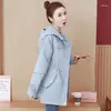 Women's Trench Coats Fashion Hooded Stand Collar Coat Long Sleeve Drawstring Basic Jackets Spring Autumn Female Windbreaker