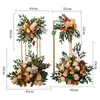 Decorative Flowers Wedding Artificial Autumn Orange Rose Peony Flower Heads With Plant For Party Christmas Backdrop Arch