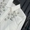 Women's T Shirts Spring Diamond Shirt Fashion Style White Long Sleeped