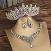 Bruiloft Sieraden Sets Barok Goud Kleur Zwart Kristal Bruids Tiara Kroon Oorbellen Choker Ketting Vrouwen Jurk Dubai Set 231116