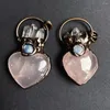 Chains 5 Pieces Rose Quartz Love Heart Pendants Antique Copper Soldered Point With Pink Crystal Jewelry Necklace