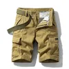Мужские брюки, летние мужские хлопковые шорты-карго с несколькими карманами, модные однотонные быстросохнущие уличные дышащие военные мужские брюки