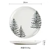 Plates Christmas Tree Artistic Conception Relief Ceramic Western-style Steak Flat Plate Soup Household Large Simple