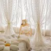 Cortina pompom branco pura cortinas quarto garotas românticas elegante elegante renda vintage tule tule filtragem de cortinas de janela para quarto