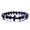 Bracelets de charme Naturel Noir Lava Pierre Turquoise Croix Bracelet Volcan Aromathérapie Huile Essentielle Diffuseur Pour Femmes Hommes Bijoux Dr Dh3Cx