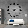 Kit di riparazione per orologi Fai da te Bassotto Wall Art Wiener-Dog Puppy Dog Pet Orologio gigante senza cornice con effetto specchio Salsiccia grande