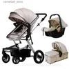 Kinderwagens# Kinderwagen 3 in 1 luxe kinderwagen pasgeboren kinderwagens High Landscape Kinderwagen Opvouwbare kinderwagens babytrolley babykinderwagen Q231116