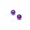 Stud Oorbellen Een paar natuurlijke stenen 6/8mm Ball Bead Earring Paarse kristallen Zilver Metaal Healing Crystal Oorsieraden Meisjesgeschenken