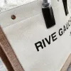 Роскошная верхняя ручка Rive Gauche, сумка для выходных, дизайнерская льняная парусиновая летняя пляжная сумка через плечо, большие сумки на ремне, женская модная корзина, мужская сумка-тоут, клатч