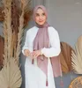 Vêtements ethniques personnalisé gland mousseline de soie hijab islamique femmes perles écharpe musulman foulard châle et enveloppe femme foulard cadeau boîte étoles