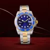 ROLAXS Fashion Mens Watches Automatyczne zegarek GMT Gold Mechanical 40 mm Mężczyzn stal nierdzewna obudowa Oryginalna klamra wodna odporna na swobodne zielone wirstwatch ma logo