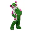 Halloween-Maskottchen-Kostüm mit grünem Fell, Husky-Fuchs, Hund, hochwertiges Cartoon-Thema, Karneval, Unisex, Erwachsene, Größe, Outfit, Weihnachtsfeier-Outfit, Anzug für Männer und Frauen
