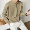 Camisolas masculinas 2023 moda outono inverno homens legal menino casual solto cor sólida malha macia polo pullovers botão quente roupas m153