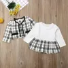 Mamelucos 2 piezas Otoño Invierno Primavera Fiesta Bebé Niñas Ropa Abrigo a cuadros Tops Vestido de tutú Trajes formales aptos para 0 6 años 231116