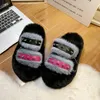 Slippers Studded Plush Thick Bottom Outside Wear Home Warm Double Chain Fashion Everything Comfortable Non-slip Woolen Cotton Drag Woman 231116