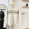 Maglioni da donna Cardigan lavorato a maglia scozzese preppy Autunno invernale Giacche maglione allentato Colore beige Maglione Marrone Abiti Para Mujer