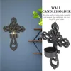 Bougeoirs 2 pièces croix chandelier base en métal supports d'étagères fer noir pilier décoration suspendue