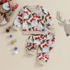 Rompers Ewodos Baby 2piece Christmas مجموعة من البلوزات الغربية طويلة الأكمام وملابس ما قبل المدرسة 231115